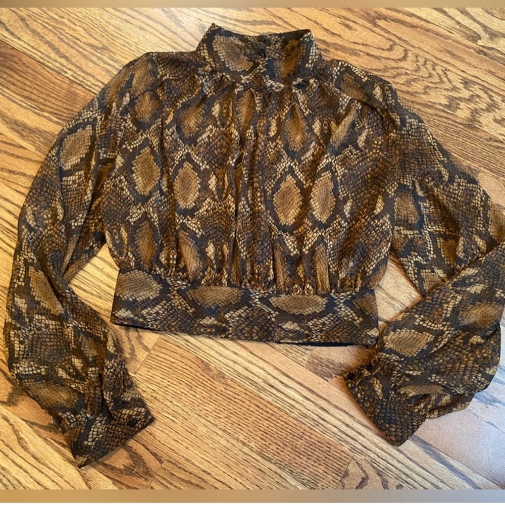 Zara Snakeskin Sheer Crop Top, size small